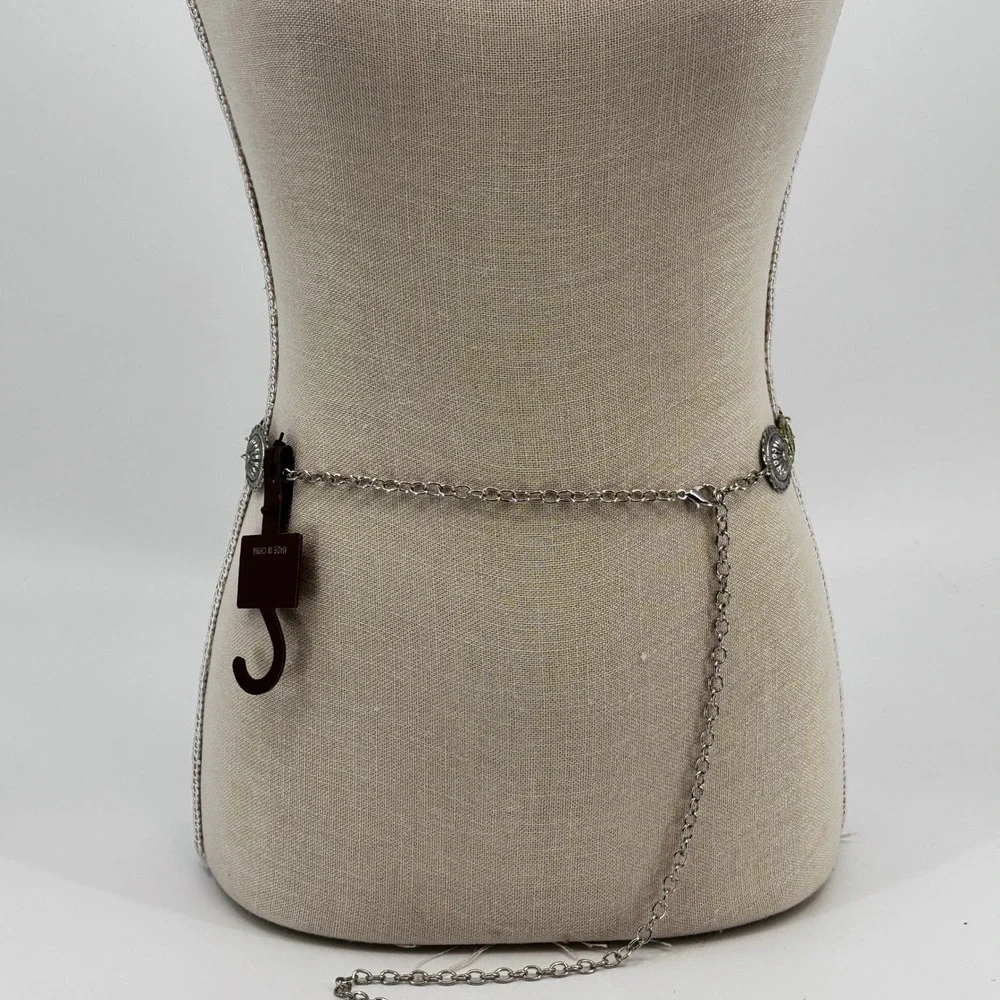 Austin West Concho Chain Belt Women L/XL Mixed Metal Western Boho Adjustable
